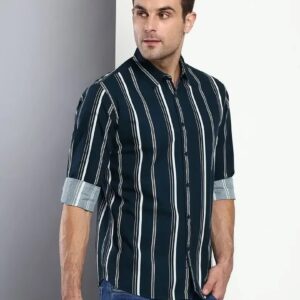 Dennins Lingo Men’s Striped Slim Fit Cotton Casual Shirt