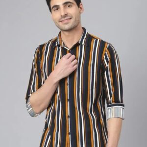 Dennins Lingo Men’s Striped Slim Fit Cotton Casual Shirt