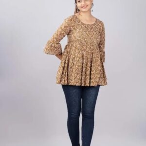 Cotton Bell Sleeves Printed Top