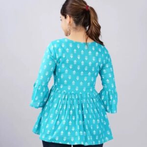 Cotton Bell Sleeves Printed Top