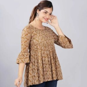 Cotton Bell Sleeves Printed Top