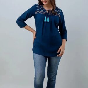 Rayon Casual Women Top Embroidered