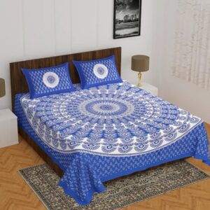 Cotton Printed Double Size Bedsheet With 2 Pillow Cover