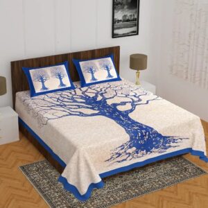 Cotton Printed Double Size Bedsheet With 2 Pillow Cover