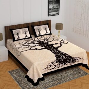 Cotton Printed Double Size Bedsheet With 2 Pillow Cover