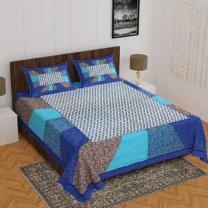 Cotton Printed Double Size Bedsheet With 2 Pillow Cover