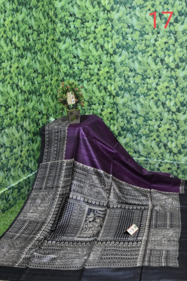 Hand-woven Tussar Ghicha Silk Saree - Image 7