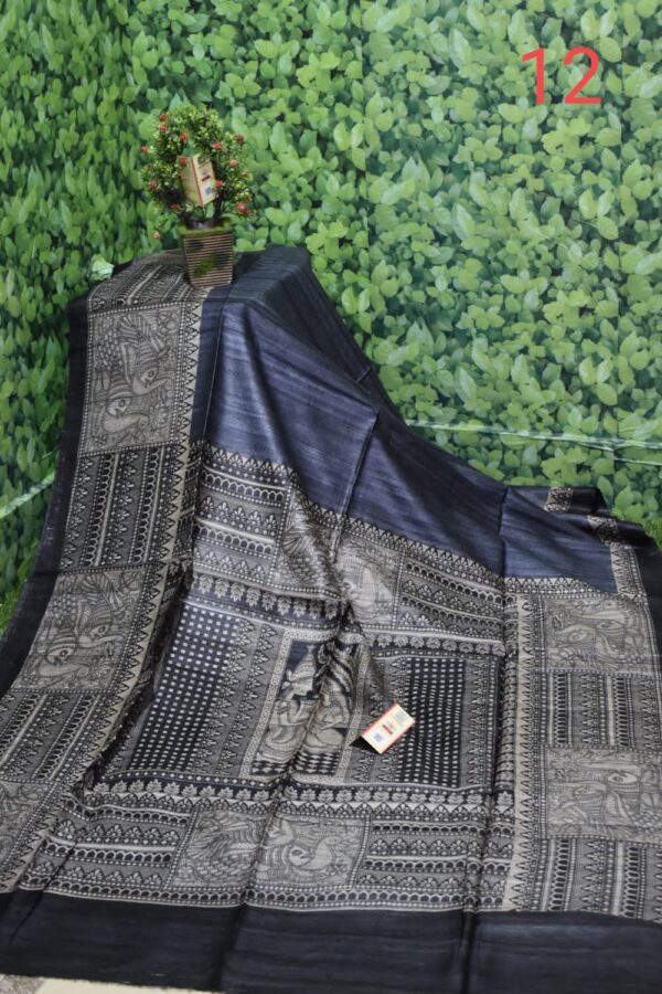 Hand-woven Tussar Ghicha Silk Saree - Image 5