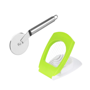 De’ Luce Stainless Steel Rolling Pizza Cutter with Plastic Egg Cutter Slicer Combo Pack of 2