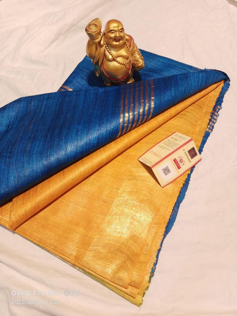 Pure Silk Tussar Ghicha Saree with Woven Zari Border 3 Pure Silk Tussar Ghicha Saree with Woven Zari Border