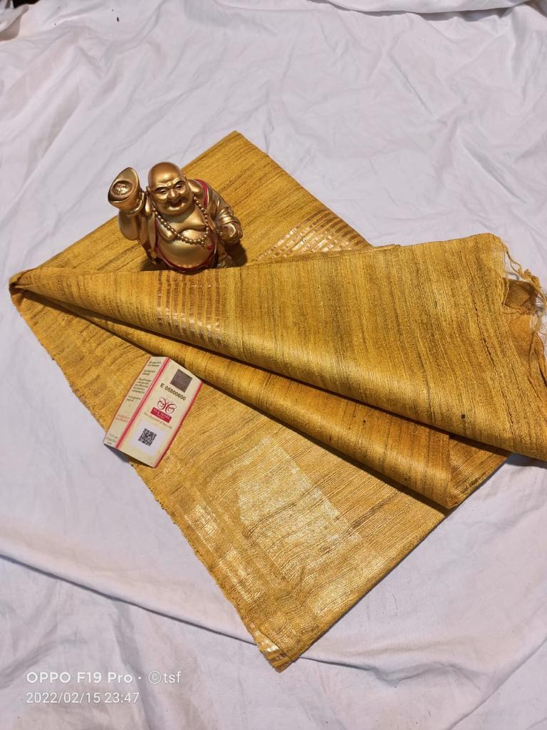 Pure Silk Tussar Ghicha Saree with Woven Zari Border 3 Pure Silk Tussar Ghicha Saree with Woven Zari Border