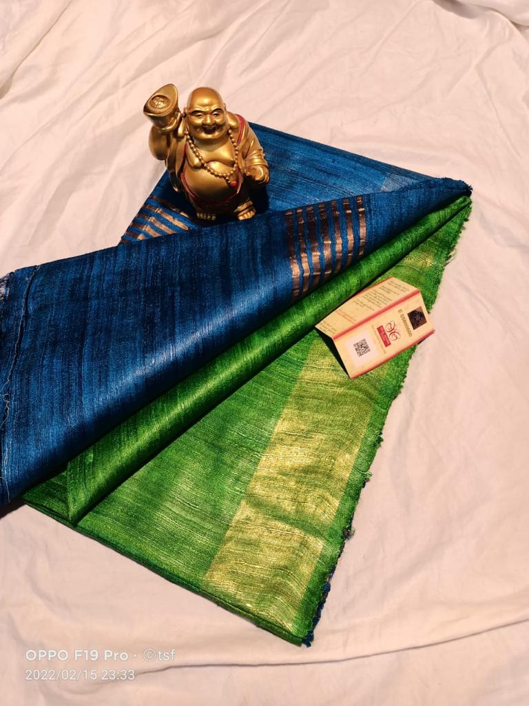 Pure Silk Tussar Ghicha Saree with Woven Zari Border 2 Pure Silk Tussar Ghicha Saree with Woven Zari Border