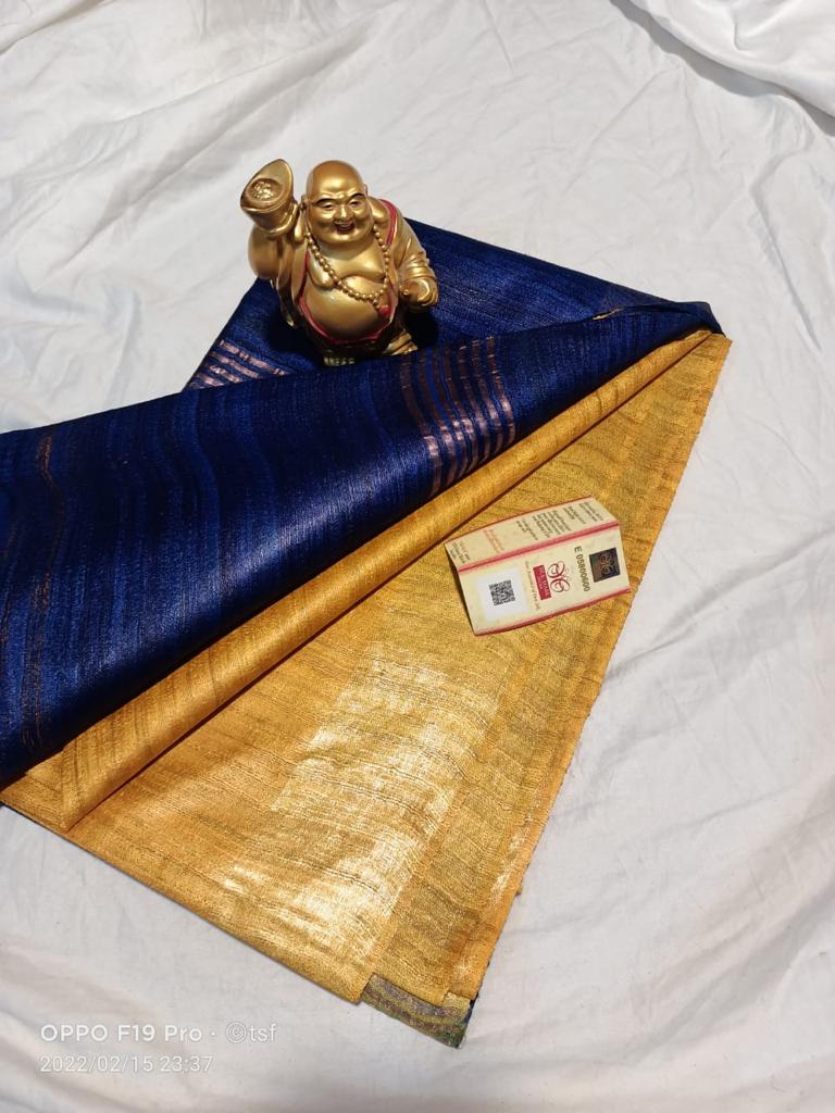 Pure Silk Tussar Ghicha Saree with Woven Zari Border 2 Pure Silk Tussar Ghicha Saree with Woven Zari Border