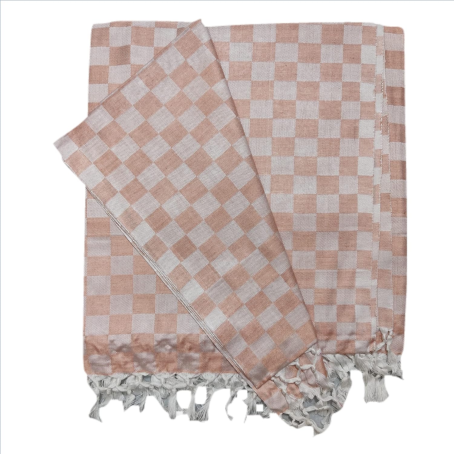 Lucky Sleep® Bhagalpuri Chadar Chekered 52X96 inch Peach