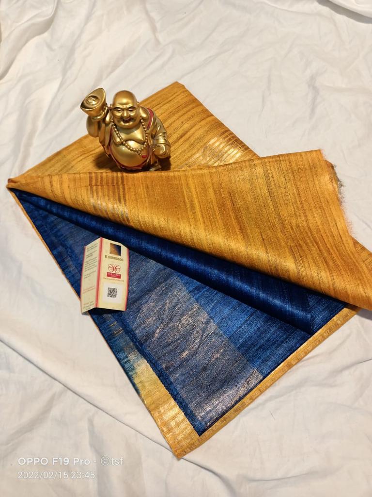 Pure Silk Tussar Ghicha Saree with Woven Zari Border 2 Pure Silk Tussar Ghicha Saree with Woven Zari Border