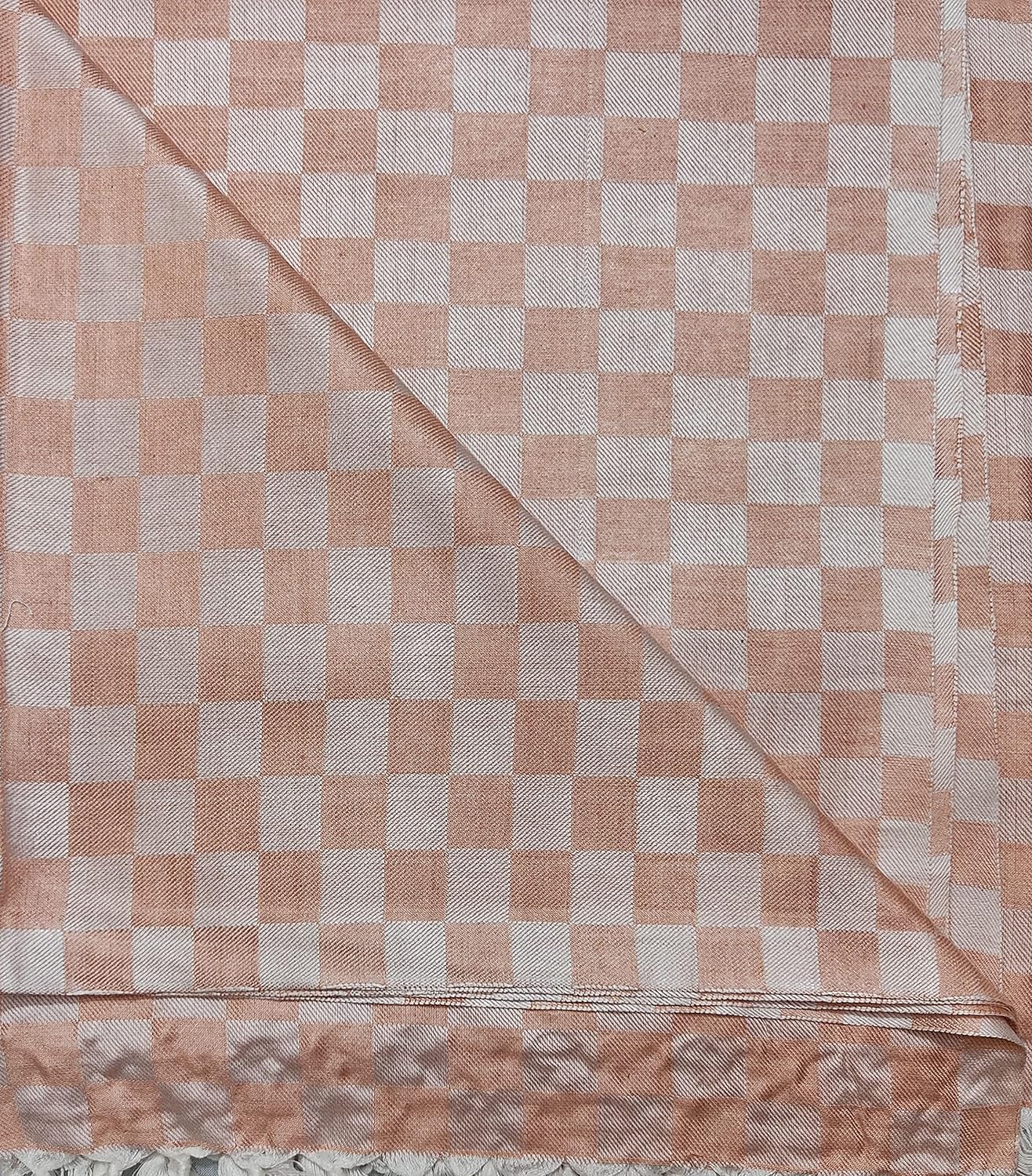 Lucky Sleep® Bhagalpuri Chadar Chekered 52X96 inch Peach 4 Lucky Sleep® Bhagalpuri Chadar Chekered 52X96 inch Peach - Image 2