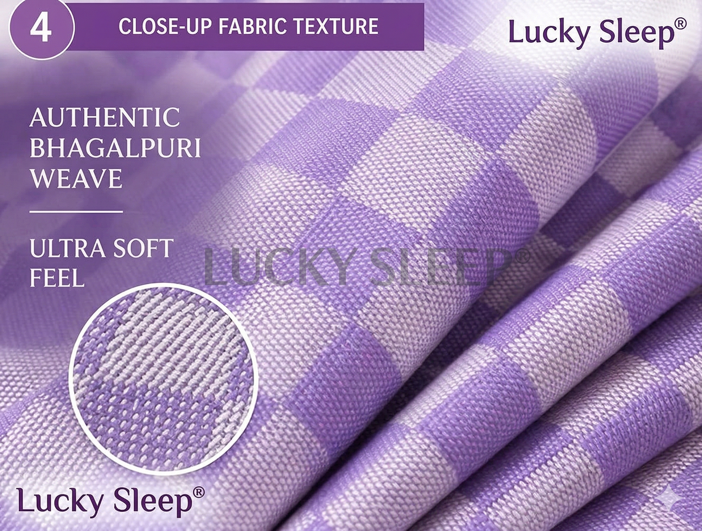 Lucky Sleep® Bhagalpuri Chadar Chekered 52X96 inch Purple