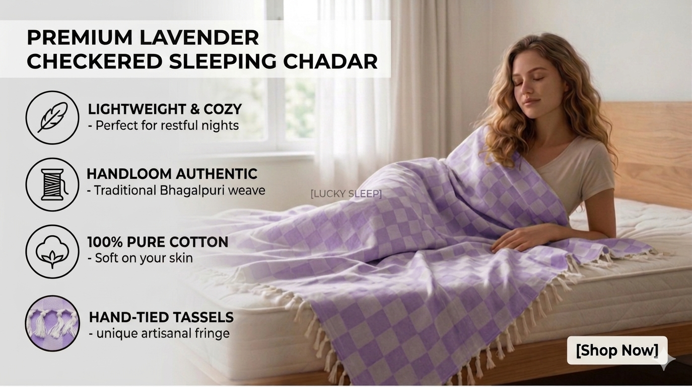 Lucky Sleep® Bhagalpuri Chadar Chekered 52X96 inch Purple