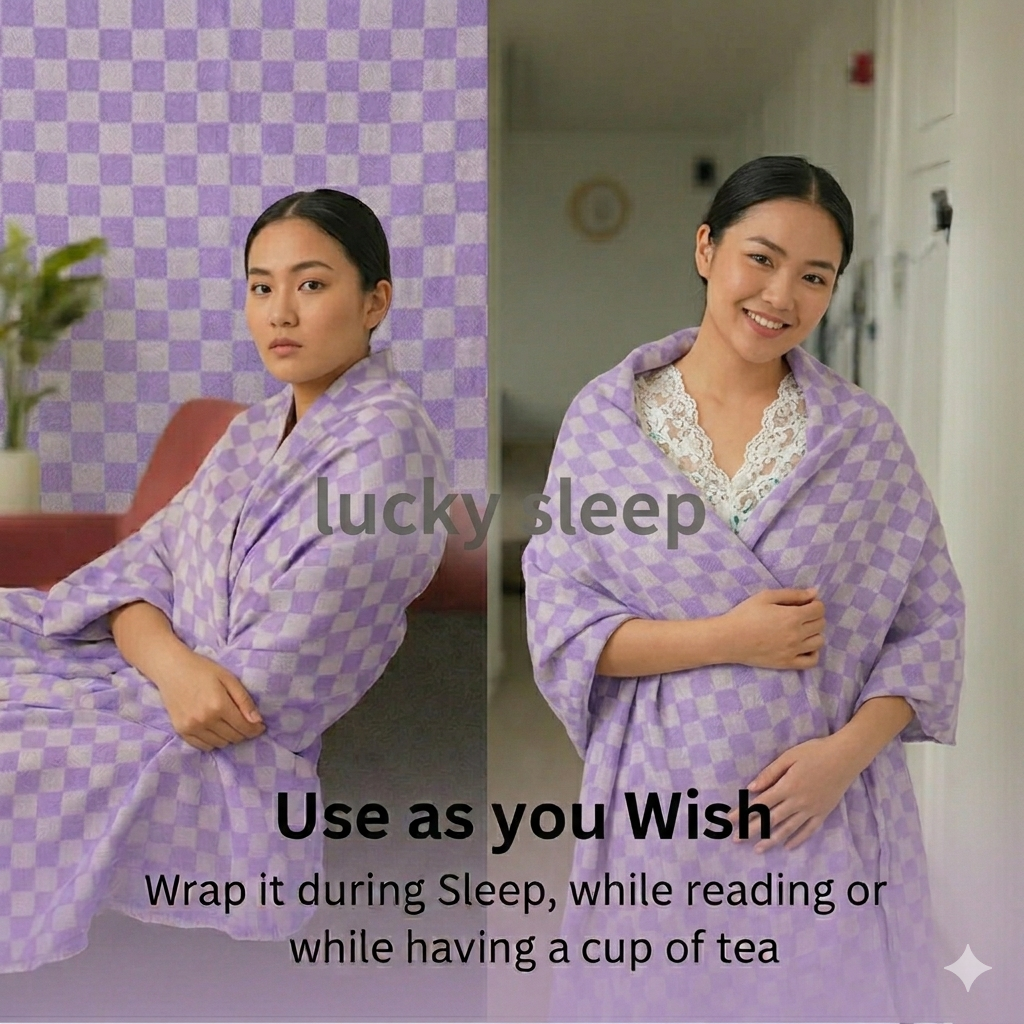 Lucky Sleep® Bhagalpuri Chadar Chekered Large 58X108 inch Purple 7 Lucky Sleep® Bhagalpuri Chadar Chekered Large 58X108 inch Purple - Image 5