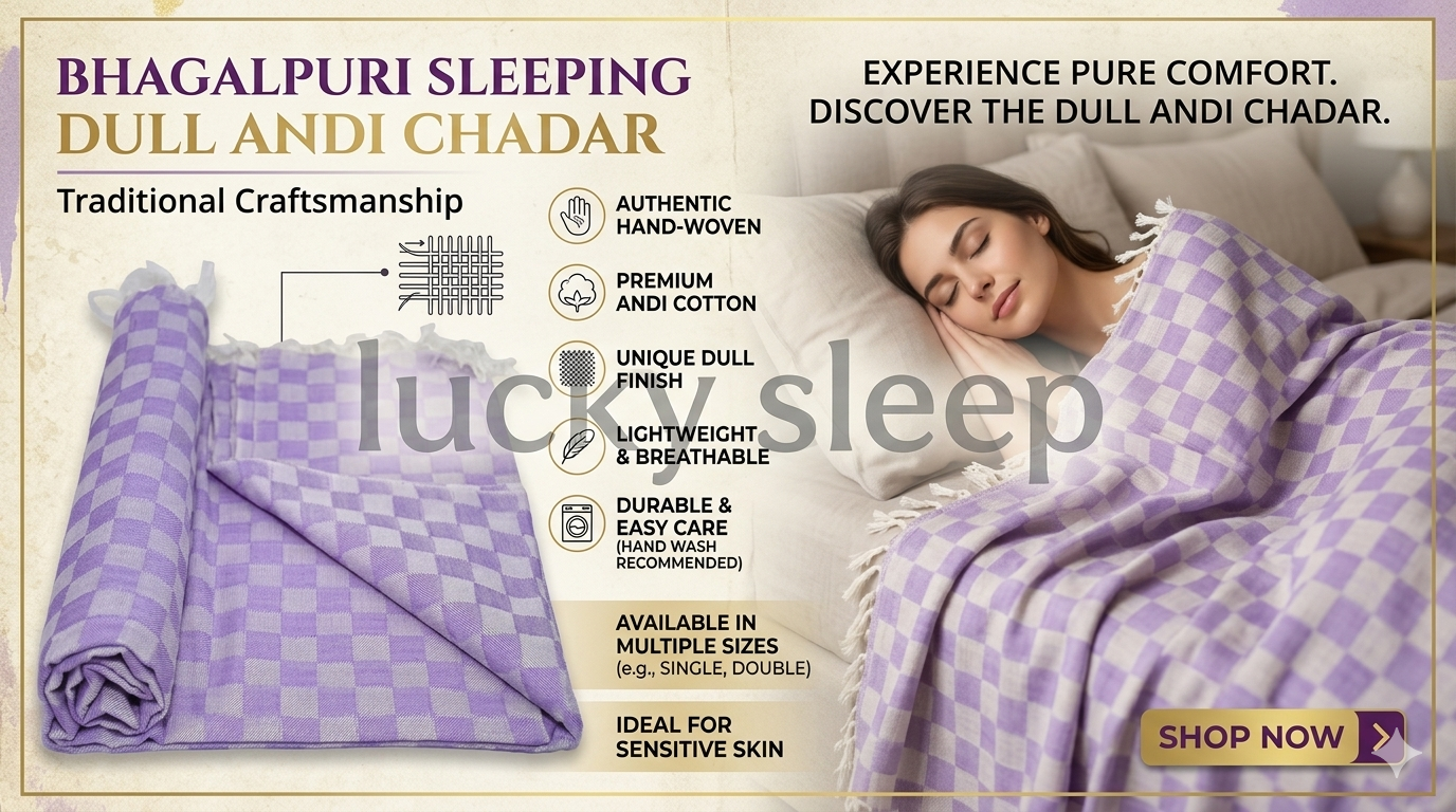 Lucky Sleep® Bhagalpuri Chadar Chekered 52X96 inch Purple