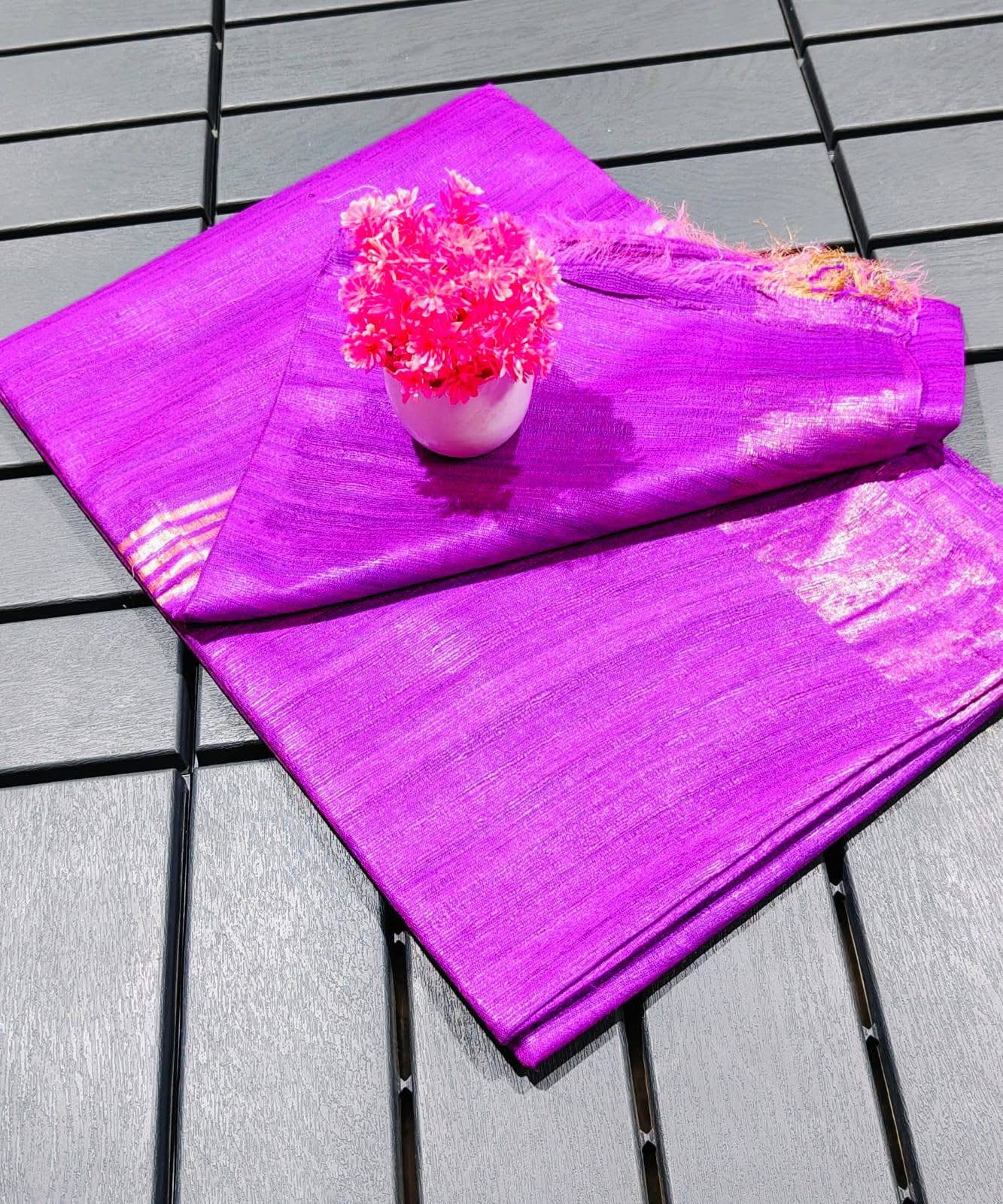 Pure Silk Tussar Ghicha Saree with Woven Zari Border 2 Pure Silk Tussar Ghicha Saree with Woven Zari Border