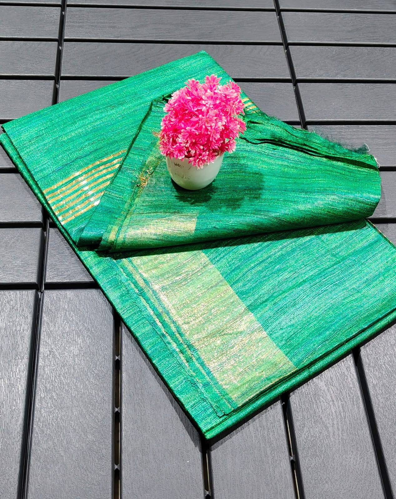Pure Silk Tussar Ghicha Saree with Woven Zari Border 2 Pure Silk Tussar Ghicha Saree with Woven Zari Border