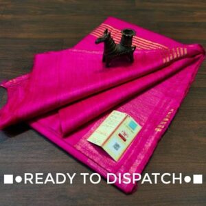 Pure Silk Tussar Ghicha Saree with Woven Zari Border
