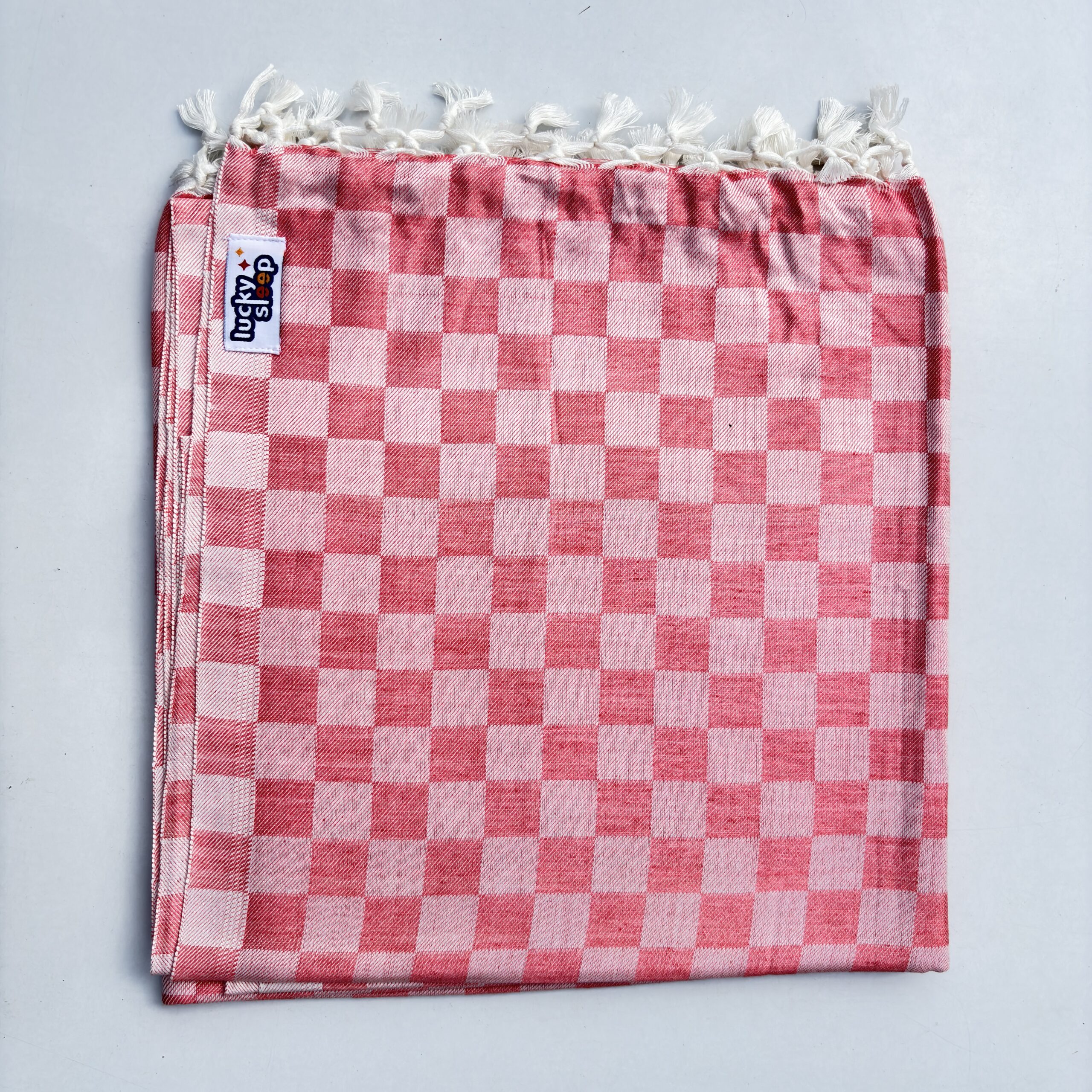 Lucky Sleep® Bhagalpuri Chadar Chekered 52X96 inch Pastel Orange