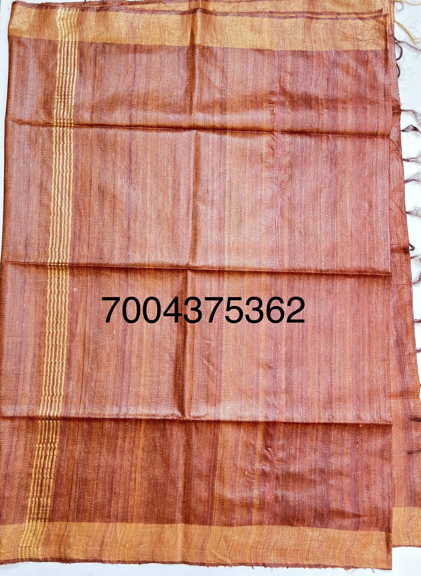 Pure Silk Tussar Ghicha Saree with Woven Zari Border 7 Pure Silk Tussar Ghicha Saree with Woven Zari Border - Image 5