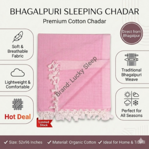 Lucky Sleep® Bhagalpuri Andi Chadar Double Thread 53 X 96 inch Pink