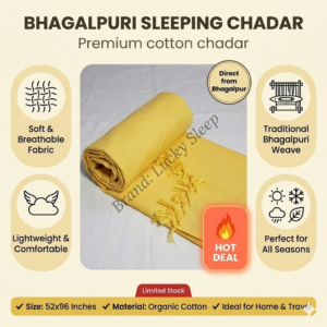 Lucky Sleep® Bhagalpuri Andi Chadar Double Thread 53 X 96 inch Yellow