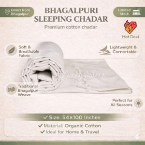 Lucky Sleep® Bhagalpuri Andi Dull Chadar Double Thread 54 X 100 inch White