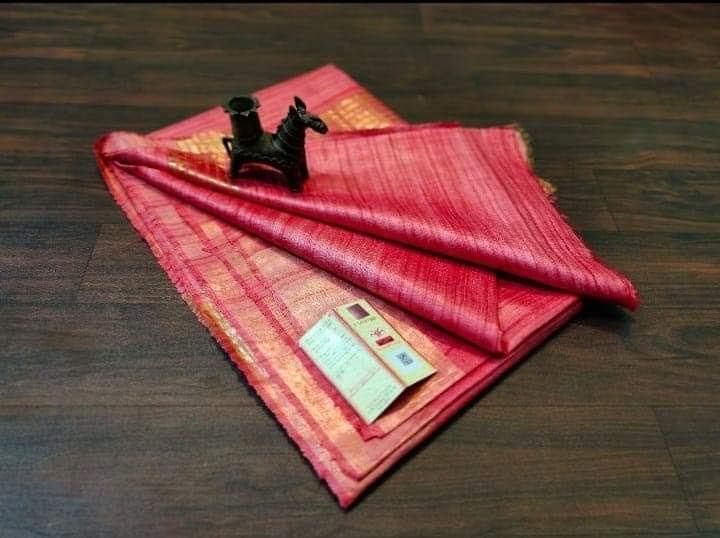 Pure Silk Tussar Ghicha Saree with Woven Zari Border