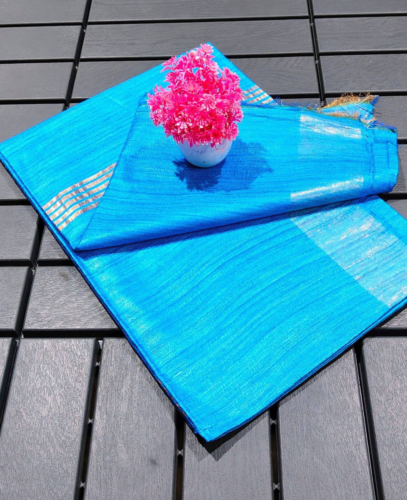 Pure Silk Tussar Ghicha Saree with Woven Zari Border 2 Pure Silk Tussar Ghicha Saree with Woven Zari Border