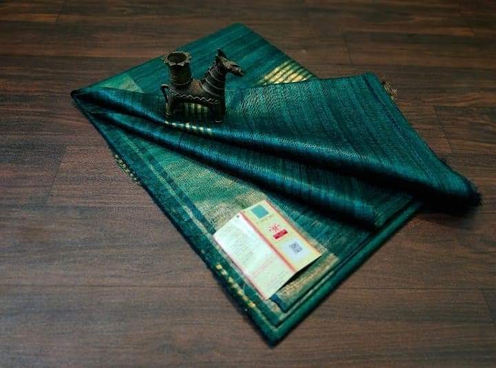 Pure Silk Tussar Ghicha Saree with Woven Zari Border 1 Pure Silk Tussar Ghicha Saree with Woven Zari Border