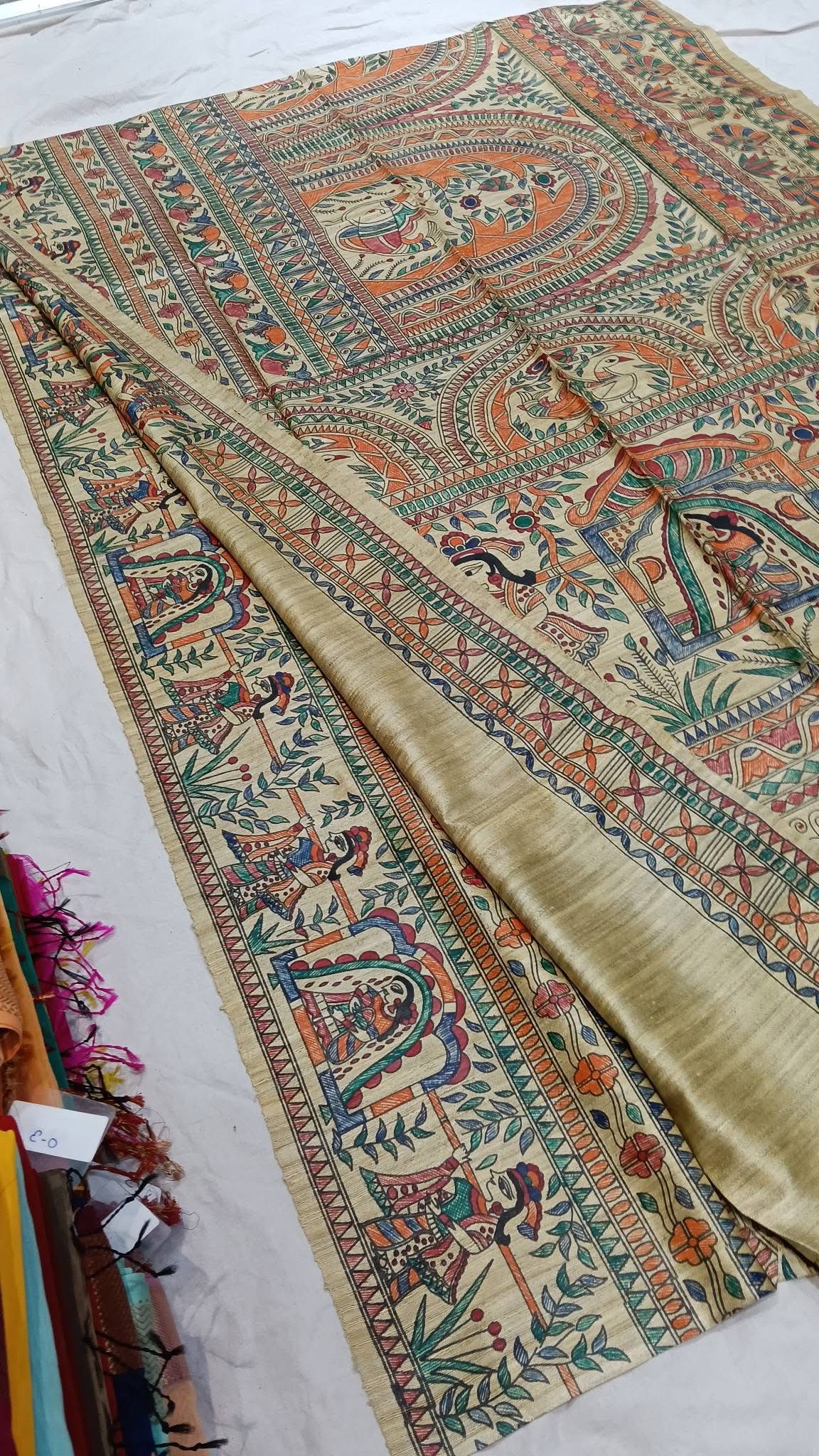Tussar Ghicha Madhubani HandPainted Full Body Saree