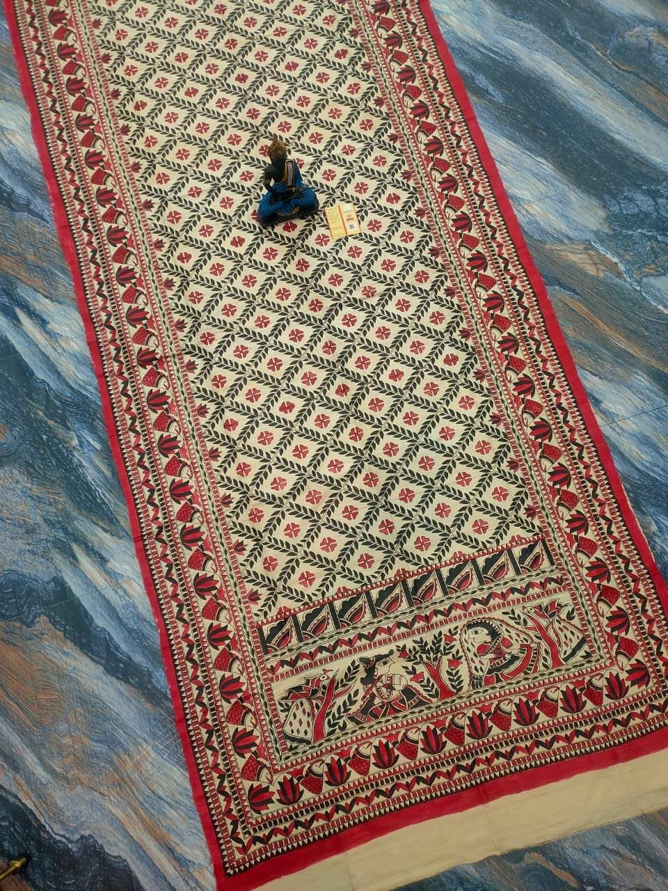 Tussar Ghicha Madhubani HandPainted Full Body Saree 1 Tussar Ghicha Madhubani HandPainted Full Body Saree