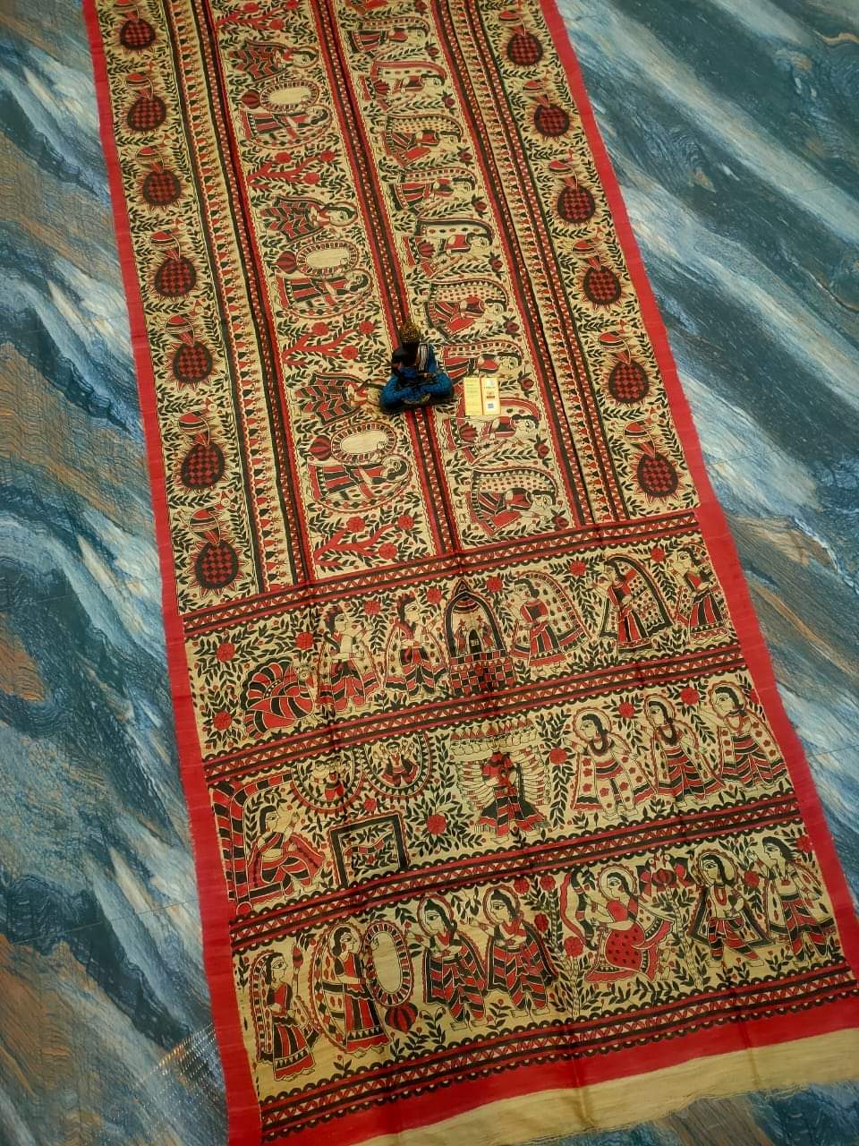 Tussar Ghicha Madhubani HandPainted Full Body Saree