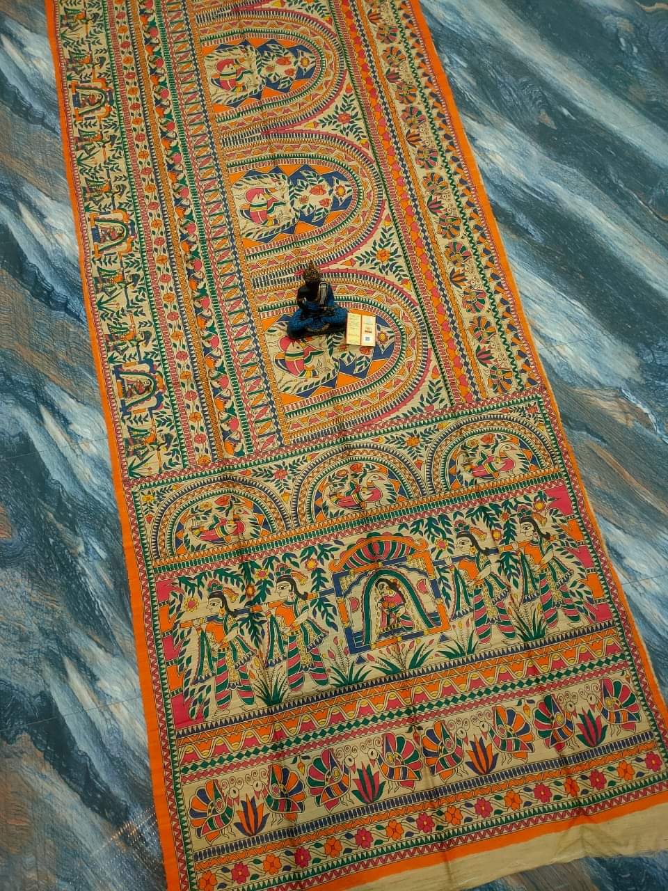 Tussar Ghicha Madhubani HandPainted Full Body Saree