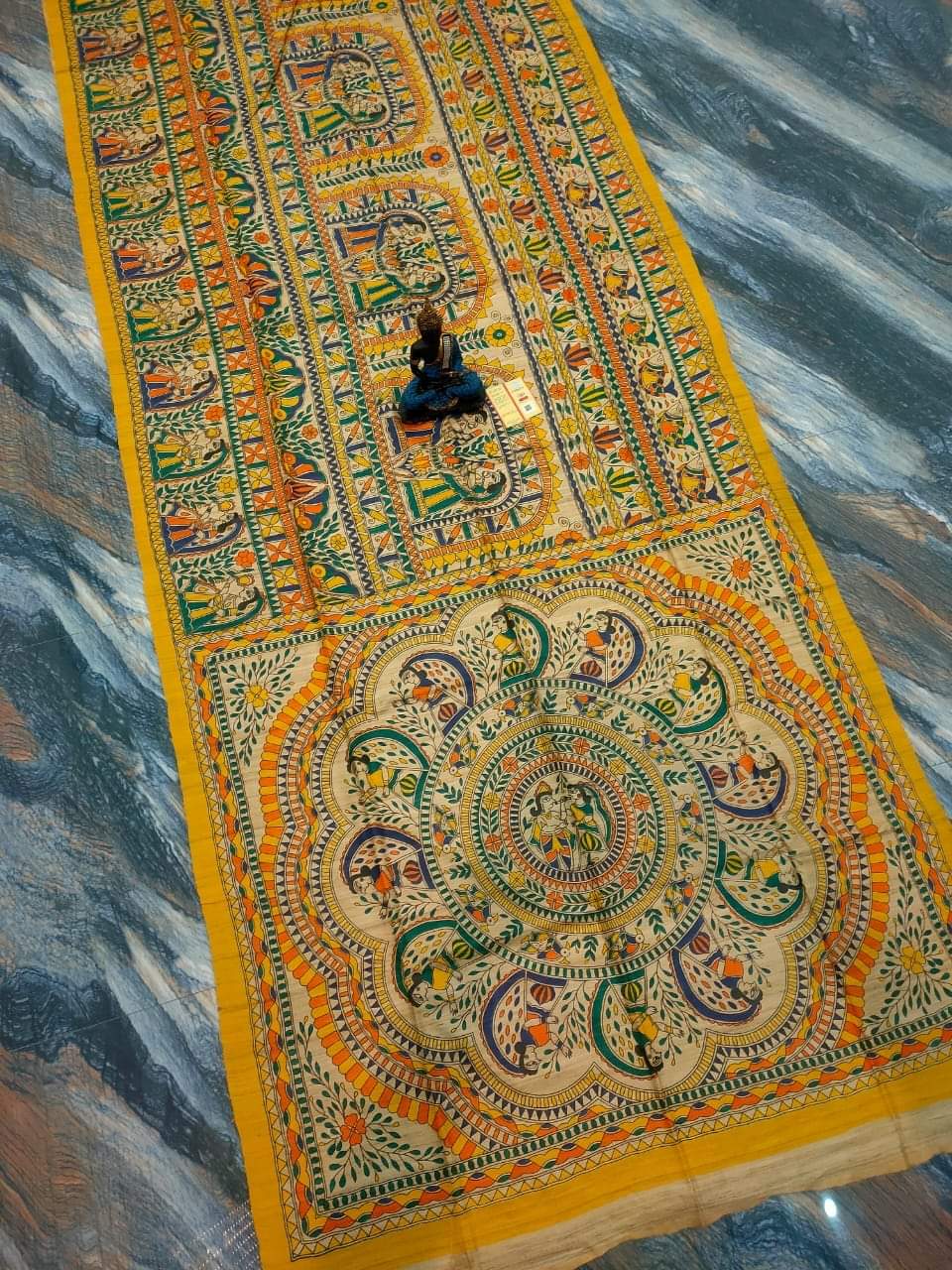 Tussar Ghicha Madhubani HandPainted Full Body Saree