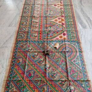 Tussar Ghicha Madhubani HandPainted Full Body Saree