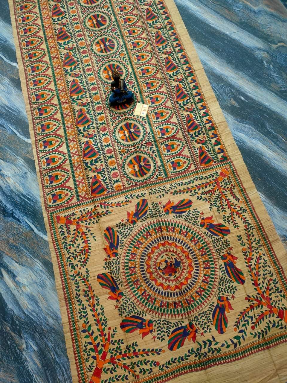 Tussar Ghicha Madhubani HandPainted Full Body Saree 2 Tussar Ghicha Madhubani HandPainted Full Body Saree