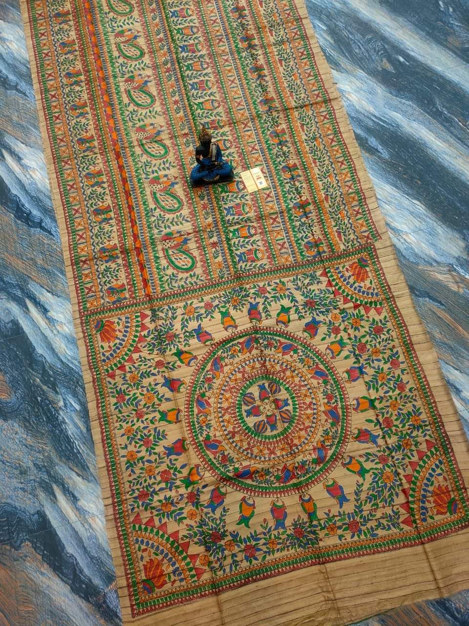 Tussar Ghicha Madhubani HandPainted Full Body Saree