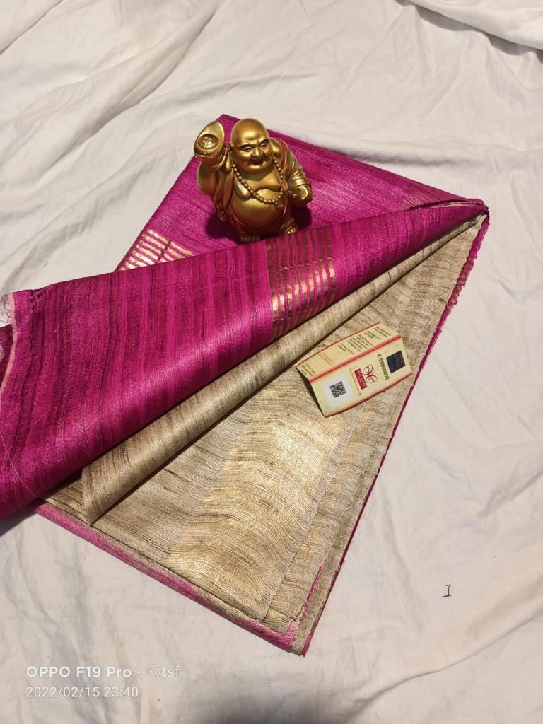 Pure Silk Tussar Ghicha Saree with Woven Zari Border 2 Pure Silk Tussar Ghicha Saree with Woven Zari Border