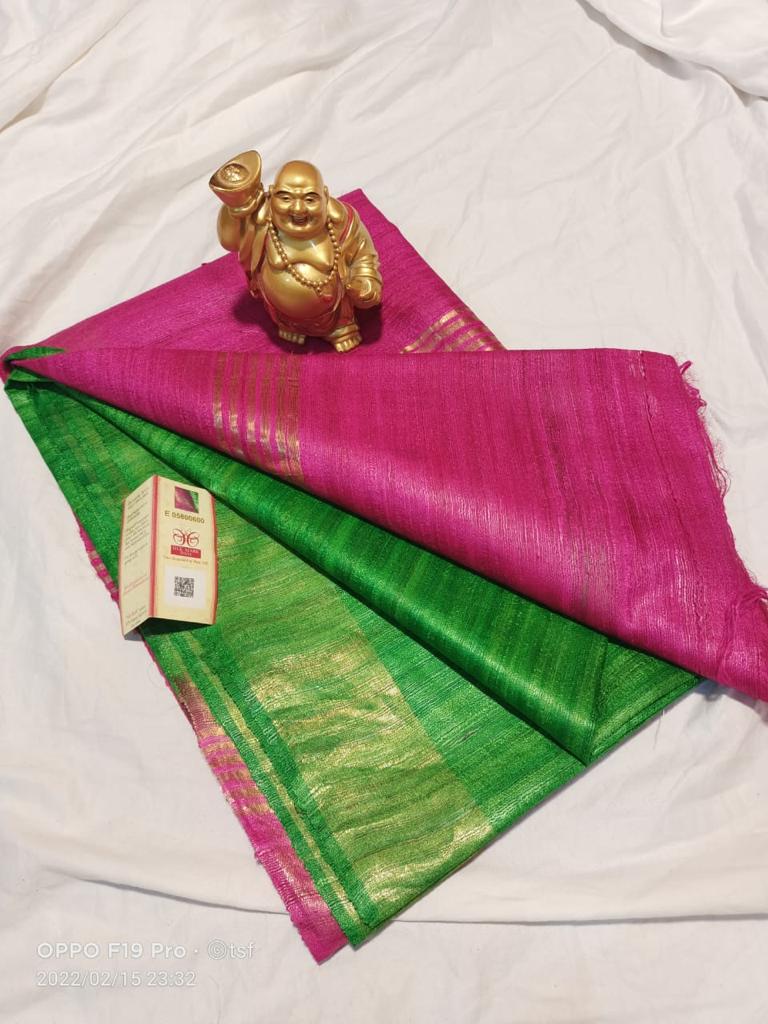 Pure Silk Tussar Ghicha Saree with Woven Zari Border 2 Pure Silk Tussar Ghicha Saree with Woven Zari Border