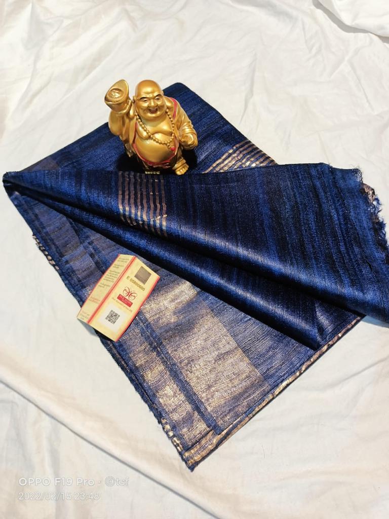 Pure Silk Tussar Ghicha Saree with Woven Zari Border 3 Pure Silk Tussar Ghicha Saree with Woven Zari Border