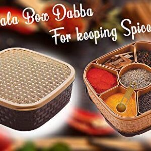 De’ Luce Plastic Wooden Style Masala Spice Rangoli Box
