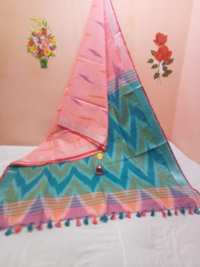 Bhagalpuri Handloom Pure Cotton Ikkat Saree for Women