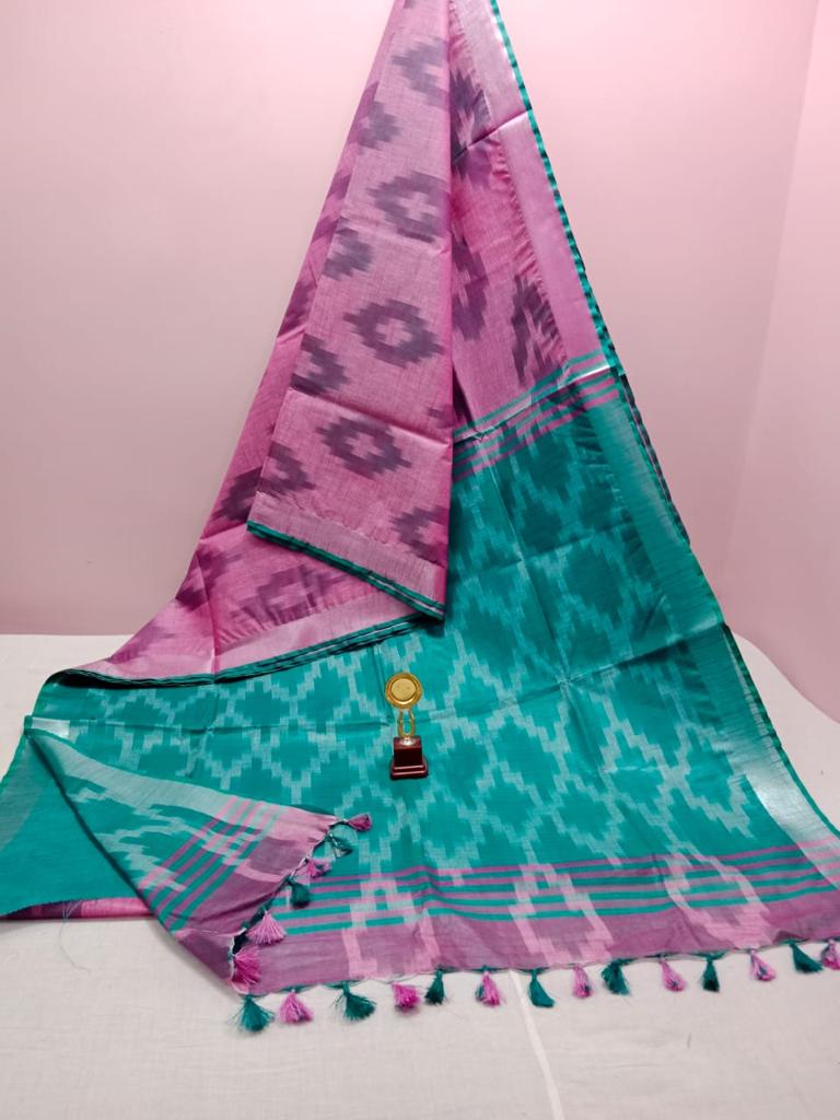 Bhagalpuri Handloom Pure Cotton Ikkat Saree for Women 1 Bhagalpuri Handloom Pure Cotton Ikkat Saree for Women