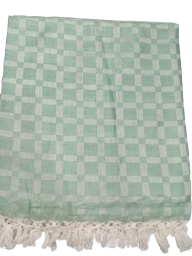 Lucky Sleep® Bhagalpuri Silky Soft Chadar Large Checked 52x96 inch Parrot Green